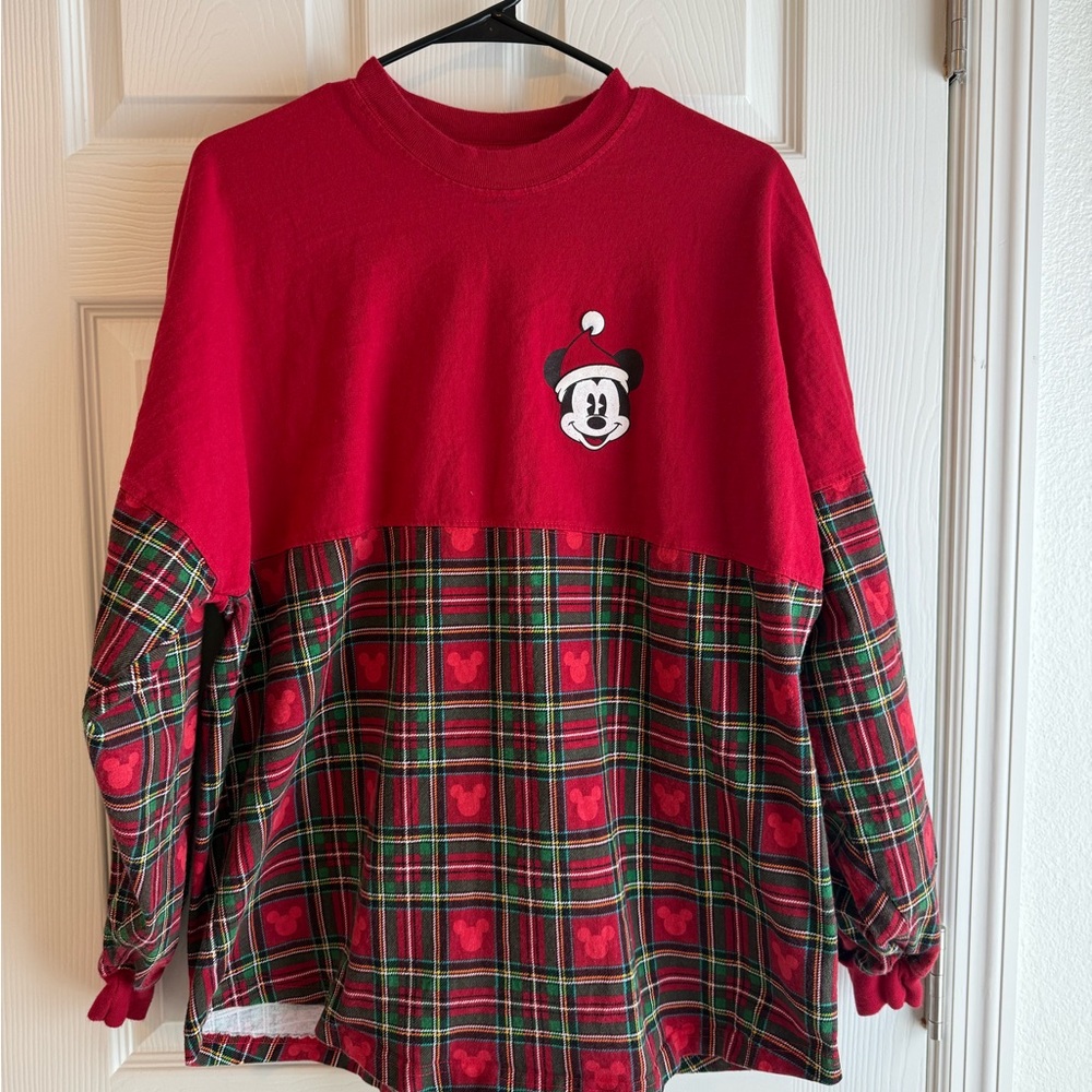 Disney 2019 Red & Green Plaid Merry Christmas Adult Spirit Jersey - Size L